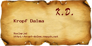 Kropf Dalma névjegykártya